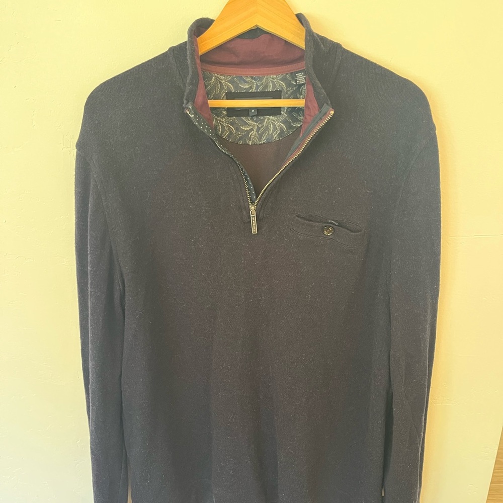 Ted Baker Navy Zip-Up Sweater